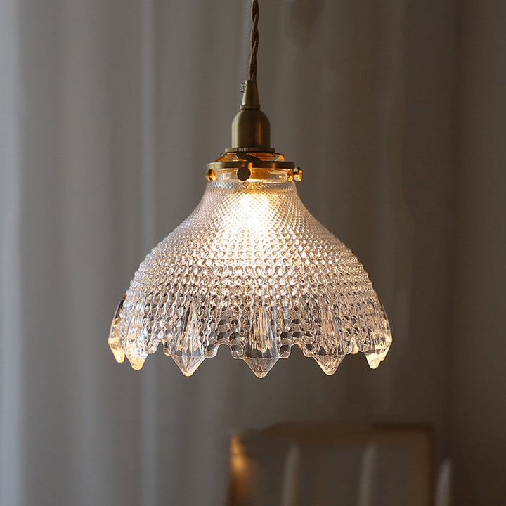Vintage Glass Pendant Light - Disc Design Fixture for Dining Entryway