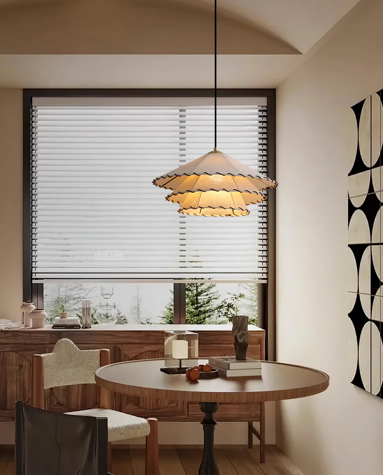 White Fabric And Metal Plug-In Pendant