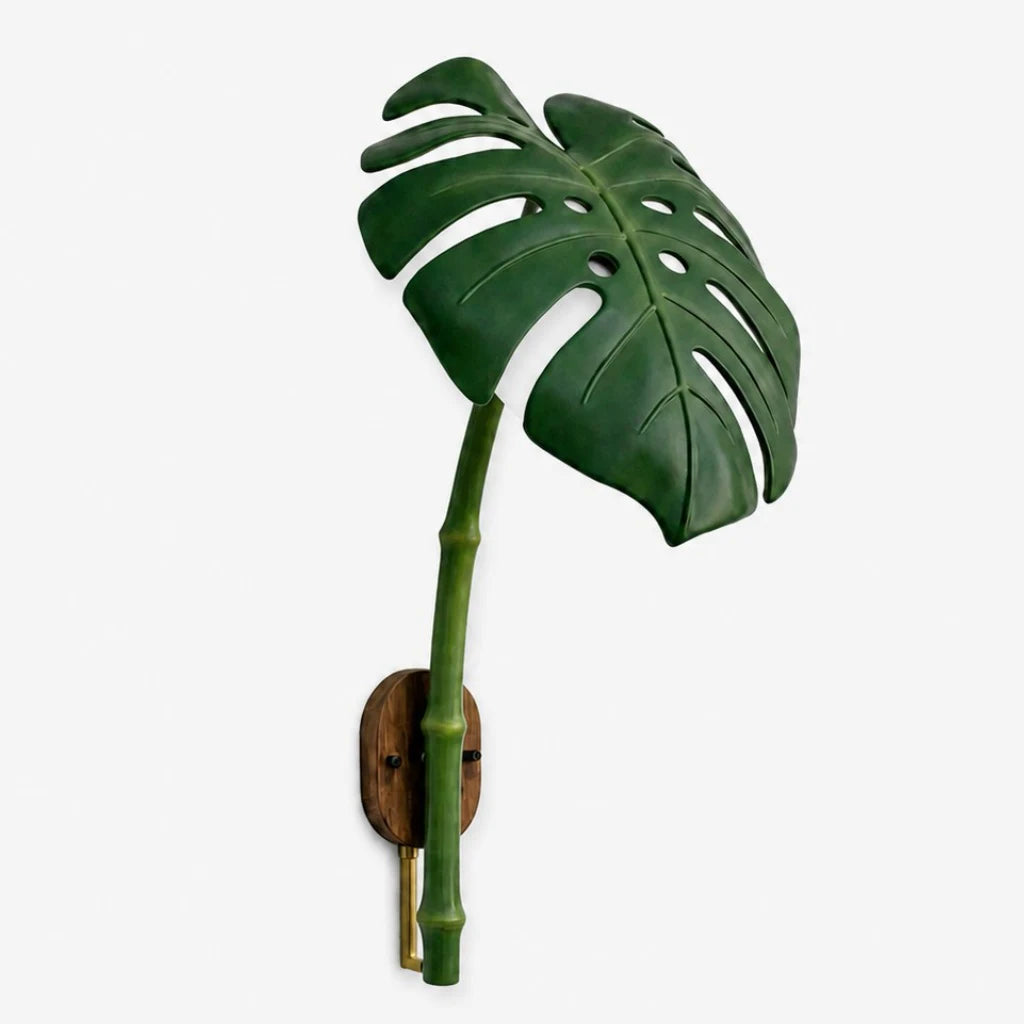 Monstera leaf resin outdoor wall light