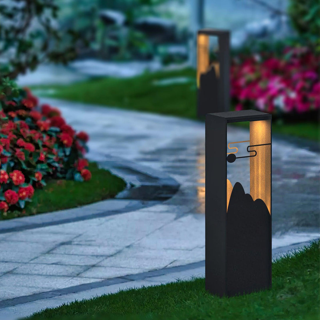 Modern Solar Outdoor Light - Square Lamp Stainless Steel for Garden