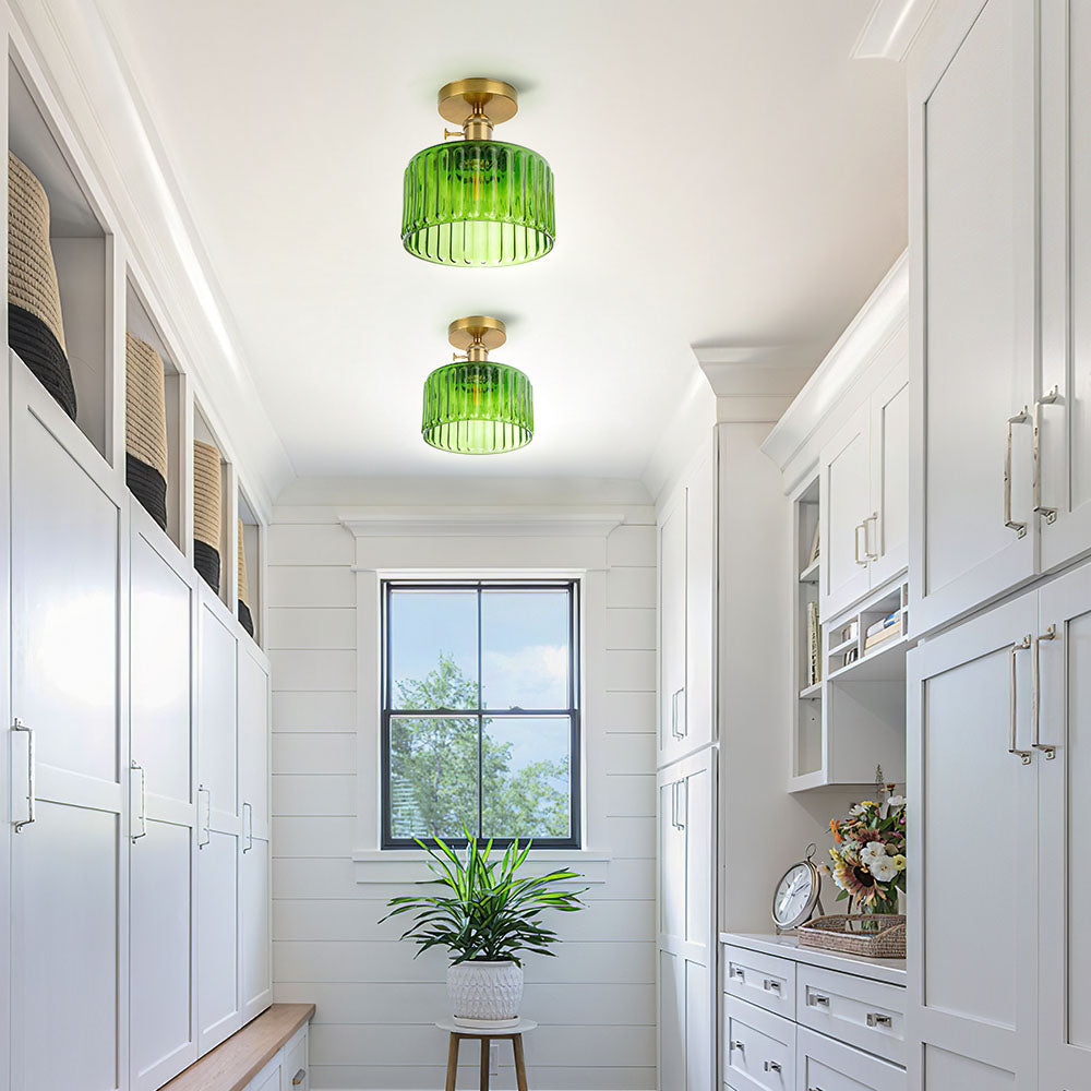 Green Glass Ceiling Light – Vintage Fixture for Stylish Home Interiors
