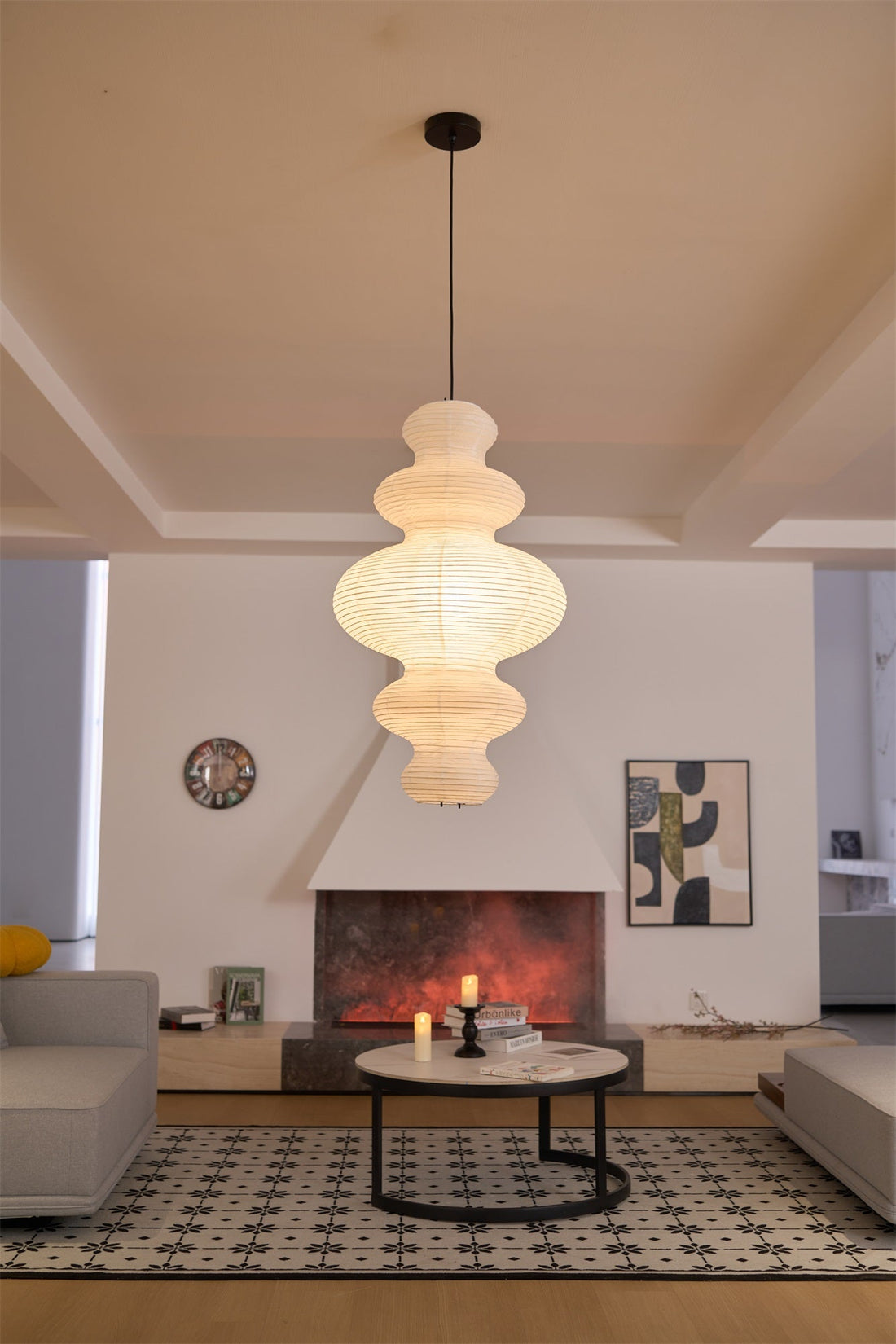 Sculptural Rice Paper Pendant Lamp - Luxurious Lamp for Bedroom