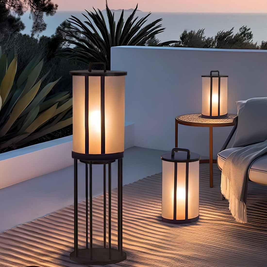 Runde Laterne Außenlampe - Acrylsäule Warmes Licht für den Gang