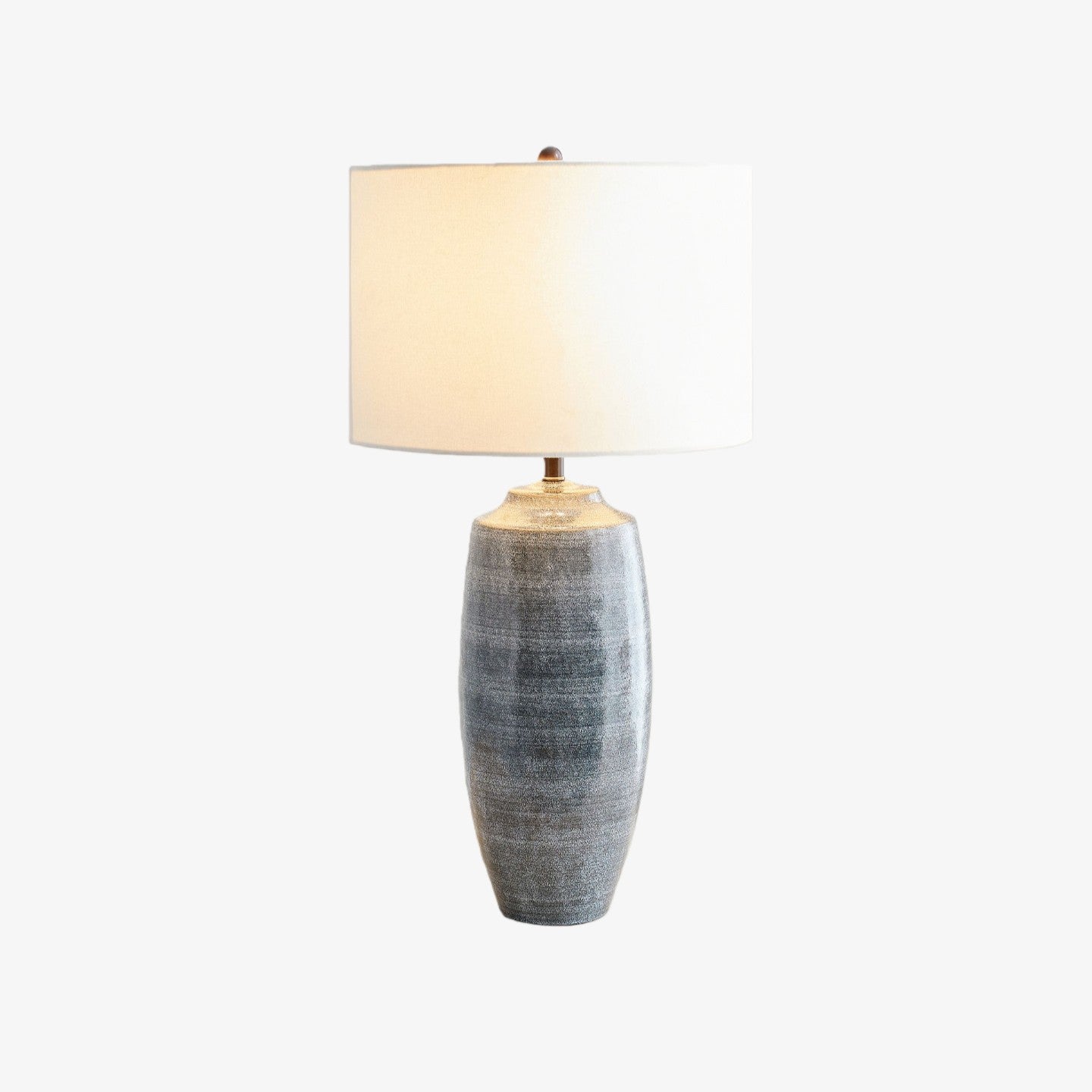 Ceruna Linen Lampshade Ceramic Table Lamp – Metal Frame and Ceramic Base for Home Office Lighting