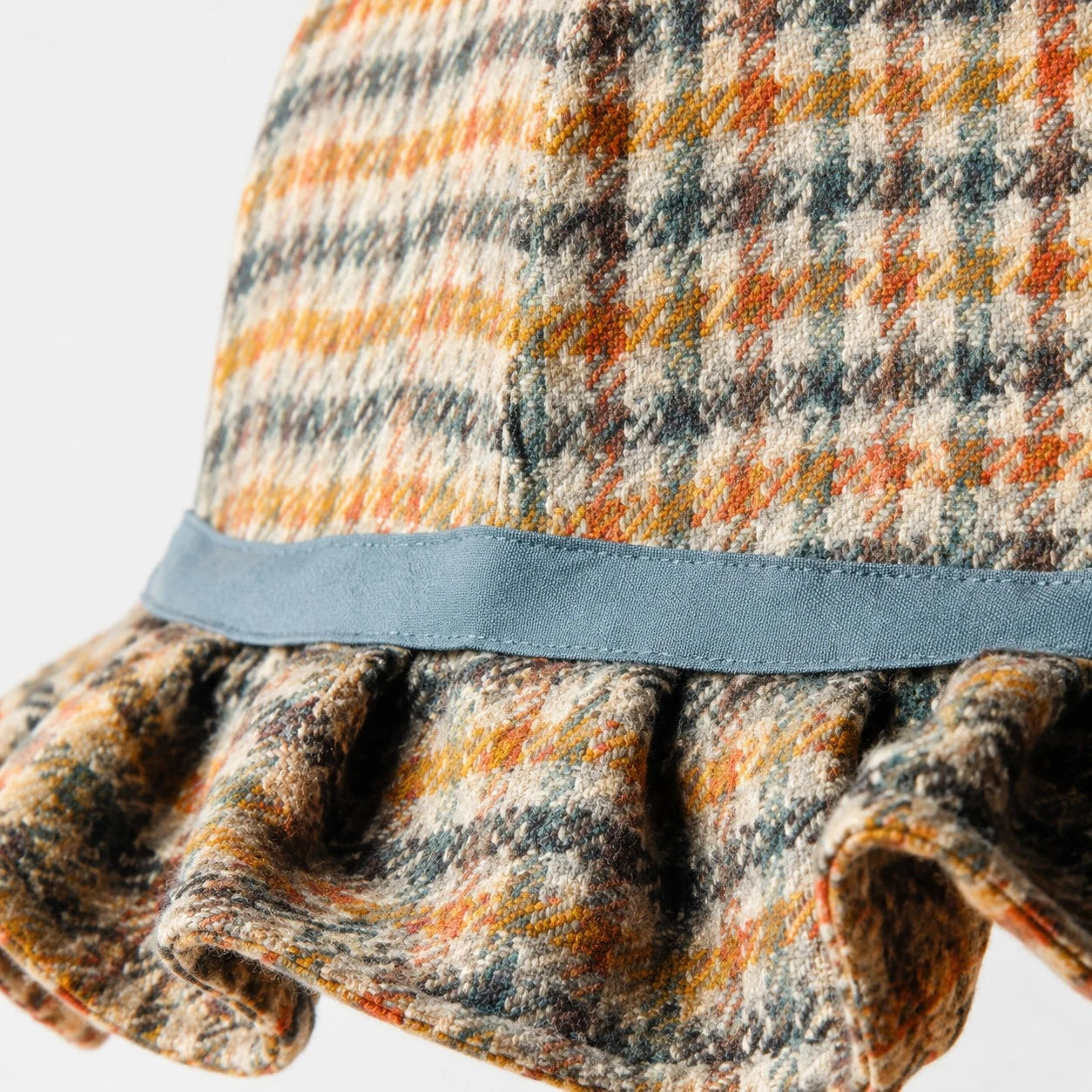 Vintage French Plaid Tweed Fabric Pendant Light