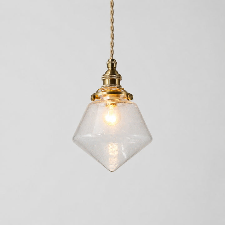 Bubble glass pendant with clear shade and warm canopy