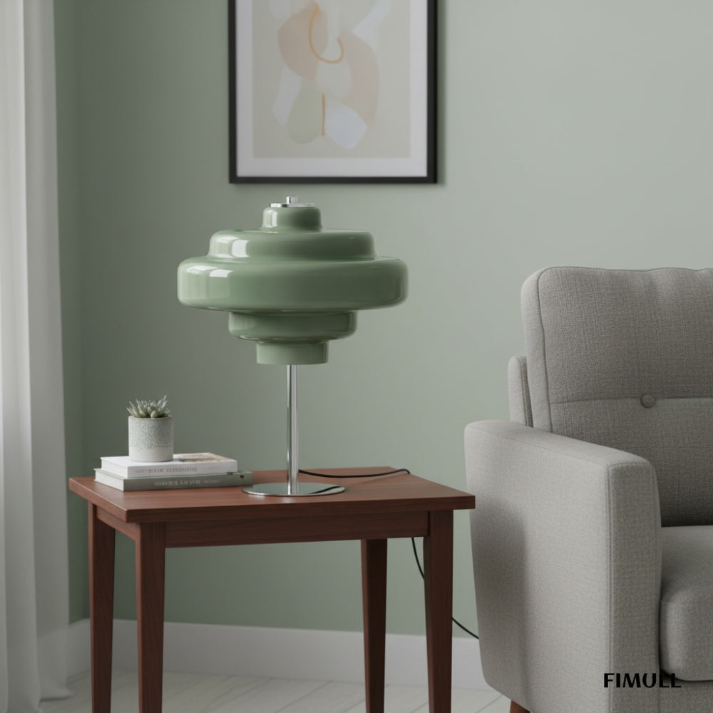 Koloro Glass Table Lamp Retro Tiered Design Chrome Base for Living Room