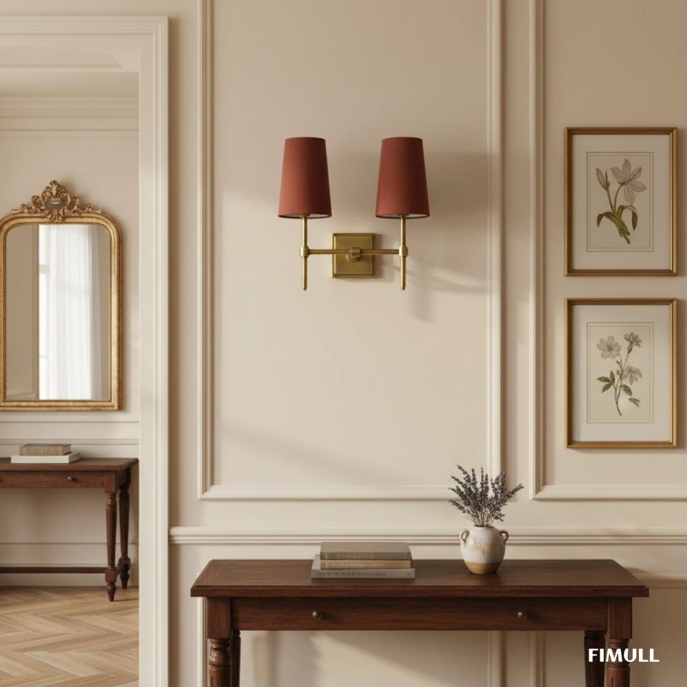 Derlina White Linen Shades Wall Lamp – Retro Metal Multi-Head Lighting Fixture