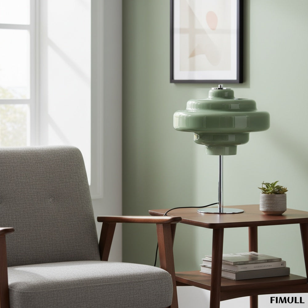 Koloro Glass Table Lamp Retro Tiered Design Chrome Base for Living Room