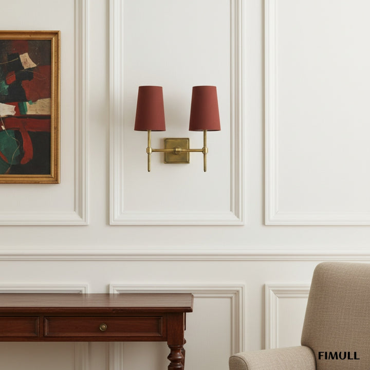 Derlina White Linen Shades Wall Lamp – Retro Metal Multi-Head Lighting Fixture