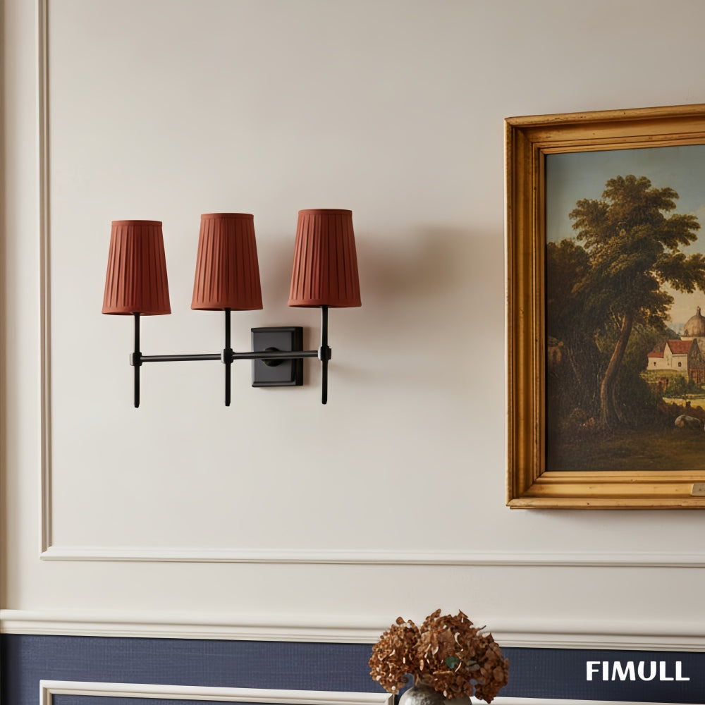 Derlina White Linen Shades Wall Lamp – Retro Metal Multi-Head Lighting Fixture