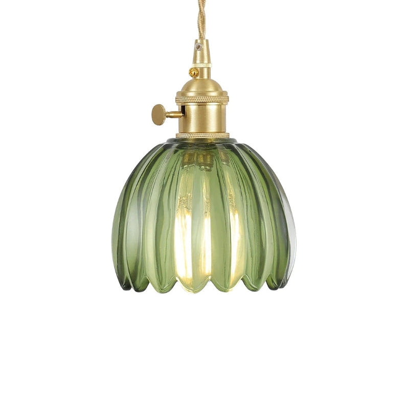 Retro Pendelleuchte mit Glasblütenknospen
