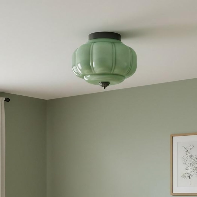 Eloise Milk Glass Ceiling Light - Retro Semi Flush Mount for Kitchen