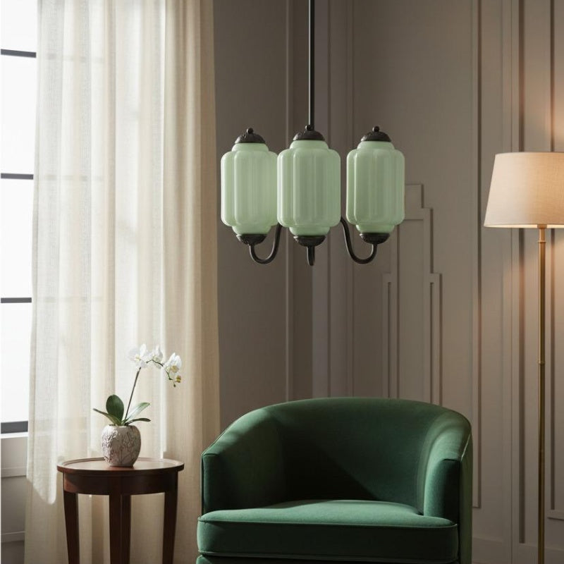 Eloise Vintage Chandelier - Milk Glass 3-Head Lamp for Bedroom
