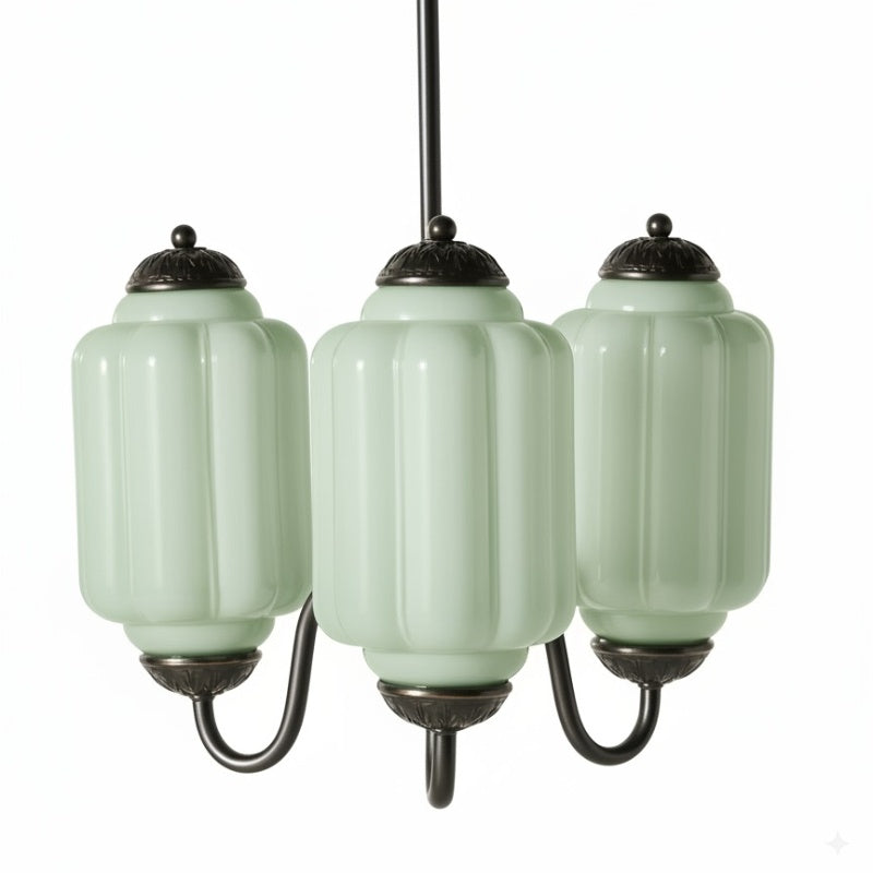 Eloise Vintage Chandelier - Milk Glass 3-Head Lamp for Bedroom