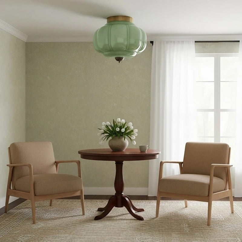 Eloise Milk Glass Ceiling Light - Retro Semi Flush Mount for Kitchen