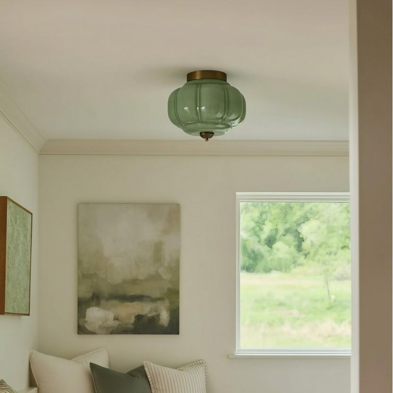 Eloise Milk Glass Ceiling Light - Retro Semi Flush Mount for Kitchen