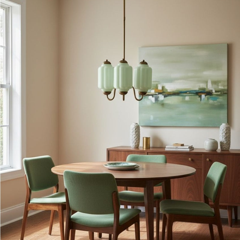 Eloise Vintage Kronleuchter - Milchglas 3-Kopf-Lampe für Schlafzimmer