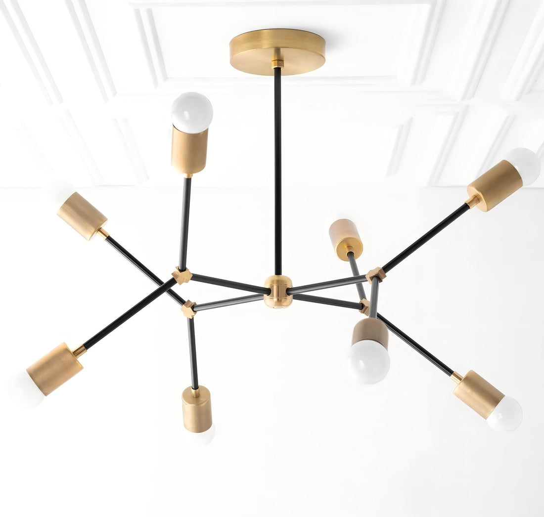 Mobilux Line Modern Geometric Chandelier - Brass Ceiling Light Fixture