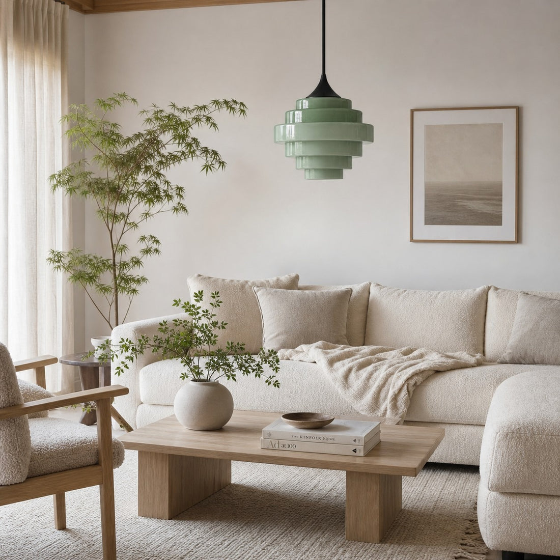 Sanenos Geometric Glass Pendant Light with Gradient Color Shade for Dining Room