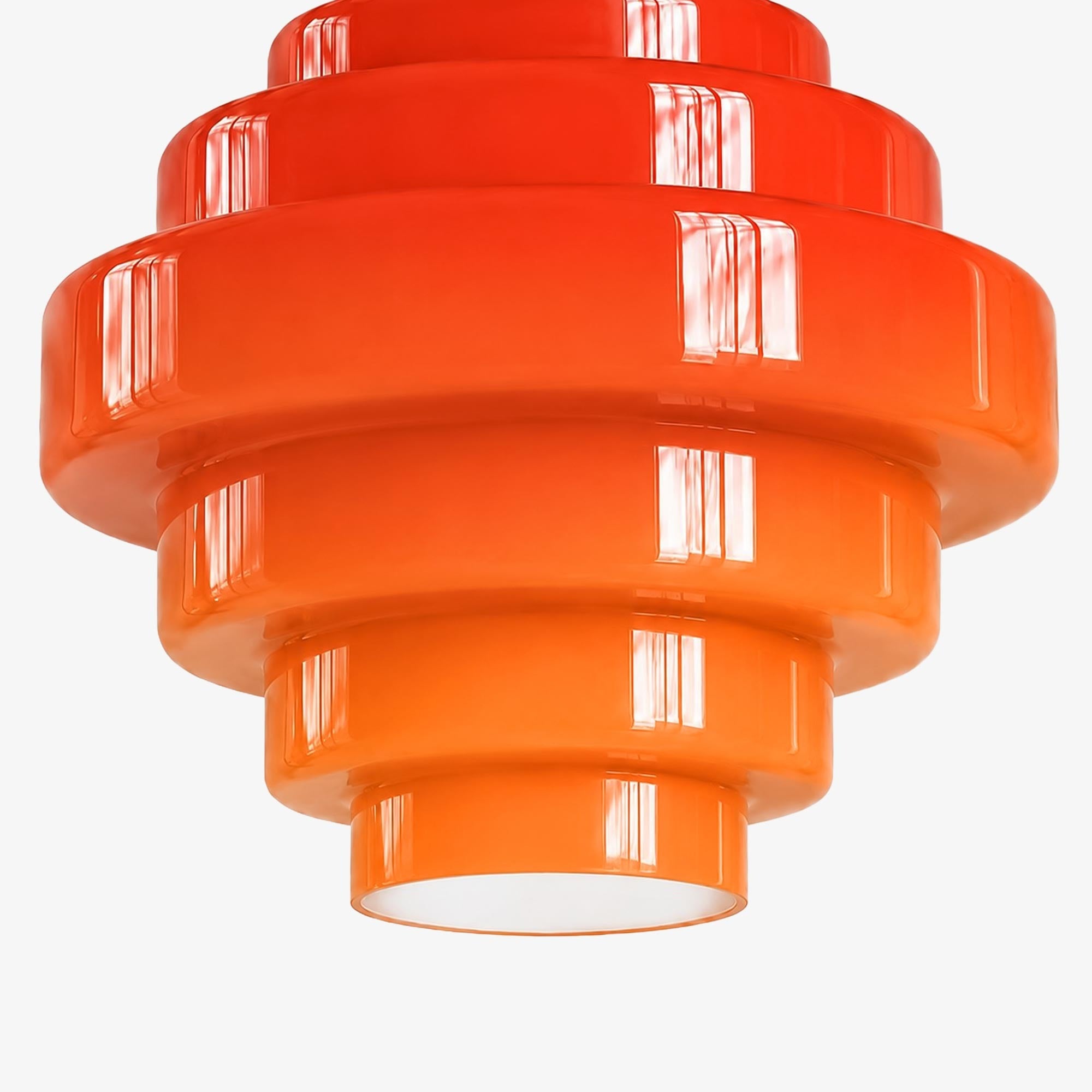 Sanenos Geometric Glass Pendant Light with Gradient Color Shade for Dining Room