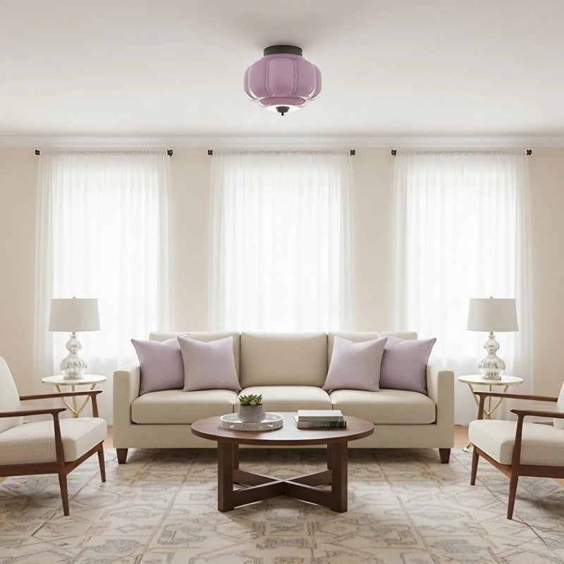 Eloise Milk Glass Ceiling Light - Retro Semi Flush Mount for Kitchen