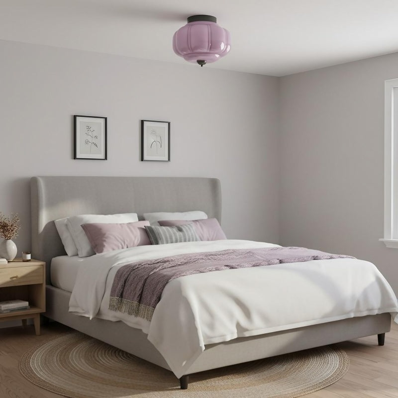 Eloise Milk Glass Ceiling Light - Retro Semi Flush Mount for Kitchen