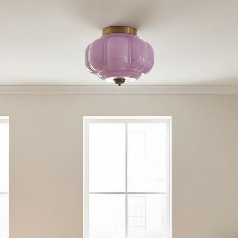 Eloise Milk Glass Ceiling Light - Retro Semi Flush Mount for Kitchen
