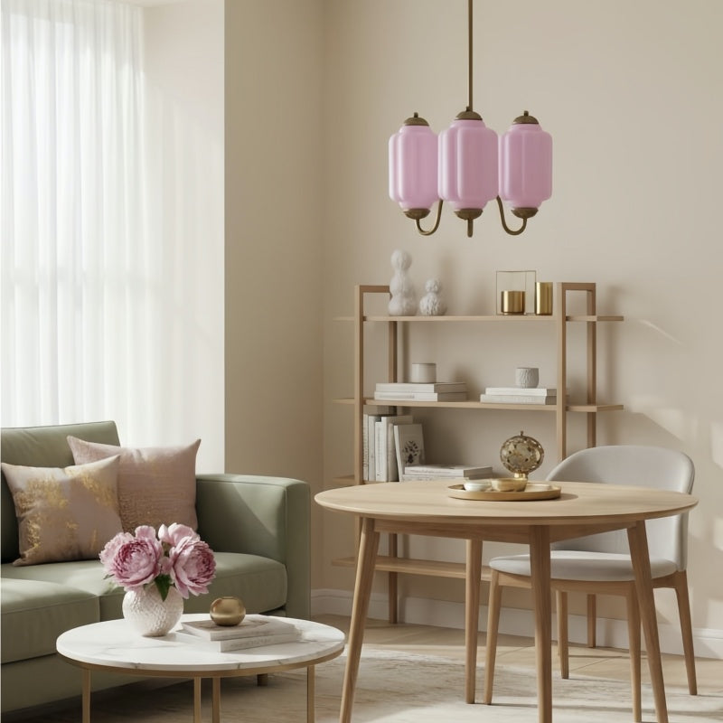 Eloise Vintage Chandelier - Milk Glass 3-Head Lamp for Bedroom