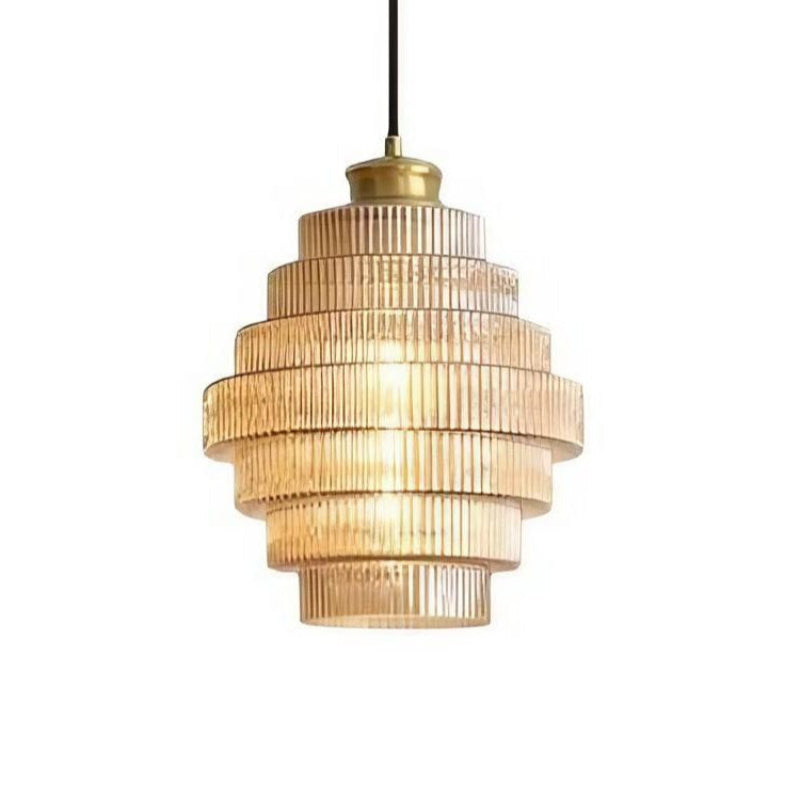 Vintage Striped Bottle Glass Timeless Pendant Light