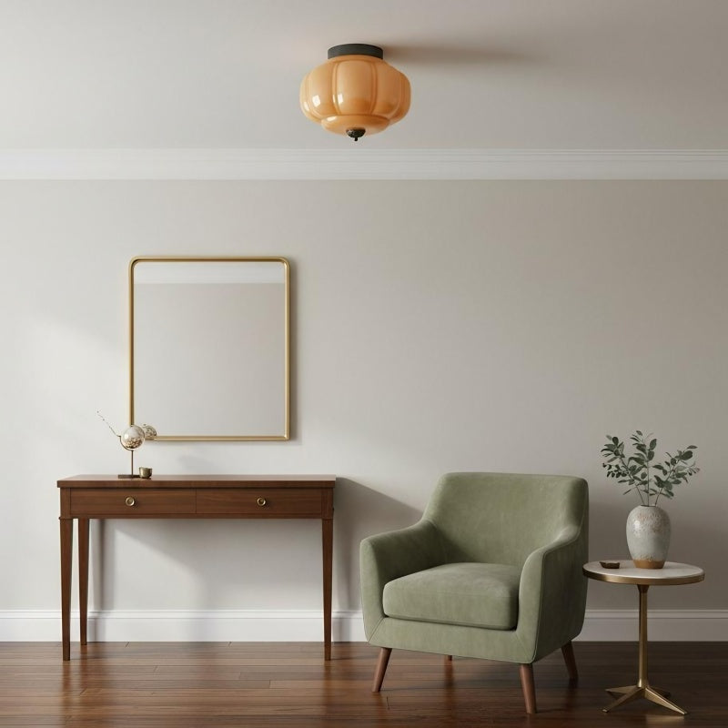 Eloise Milk Glass Ceiling Light - Retro Semi Flush Mount for Kitchen