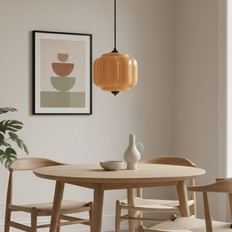 Eloise Vintage Pendant Light - Milk Glass Shade Light for Dining Room