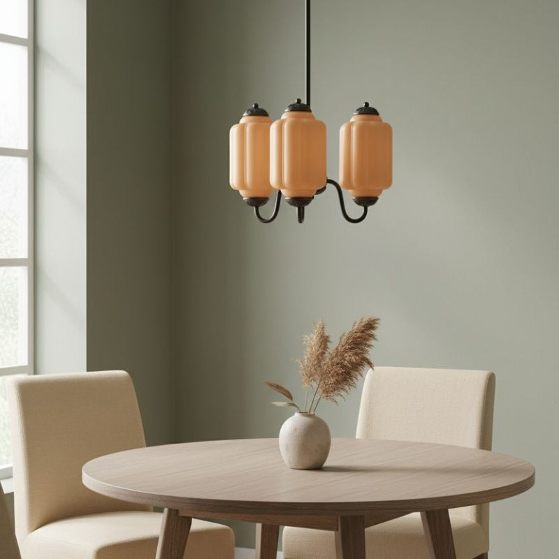 Eloise Vintage Chandelier - Milk Glass 3-Head Lamp for Bedroom