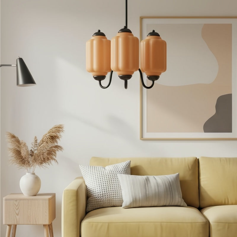Eloise Vintage Chandelier - Milk Glass 3-Head Lamp for Bedroom