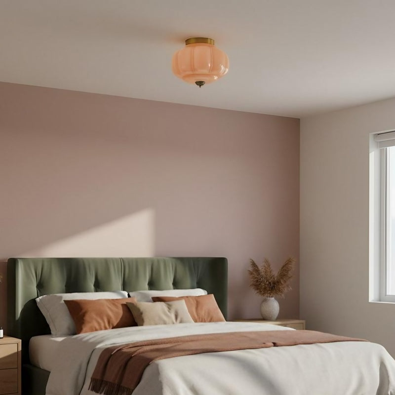 Eloise Milk Glass Ceiling Light - Retro Semi Flush Mount for Kitchen