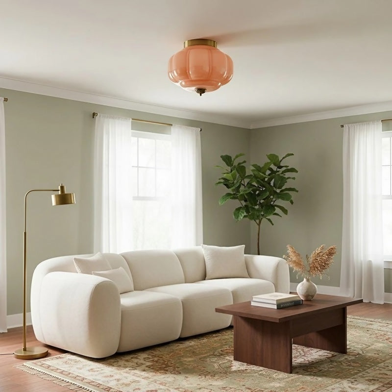 Eloise Milk Glass Ceiling Light - Retro Semi Flush Mount for Kitchen