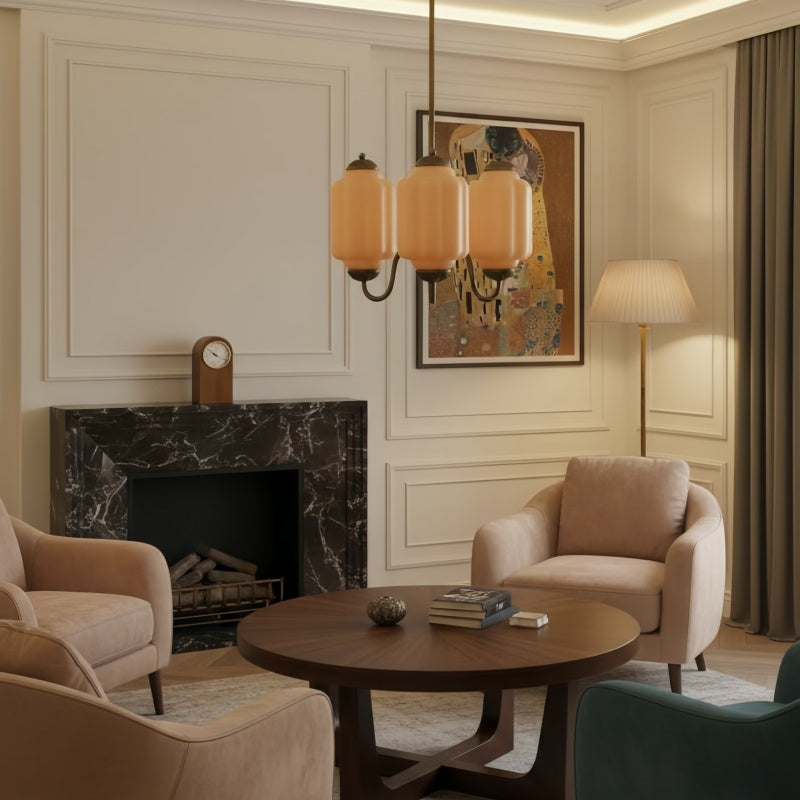 Eloise Vintage Kronleuchter - Milchglas 3-Kopf-Lampe für Schlafzimmer