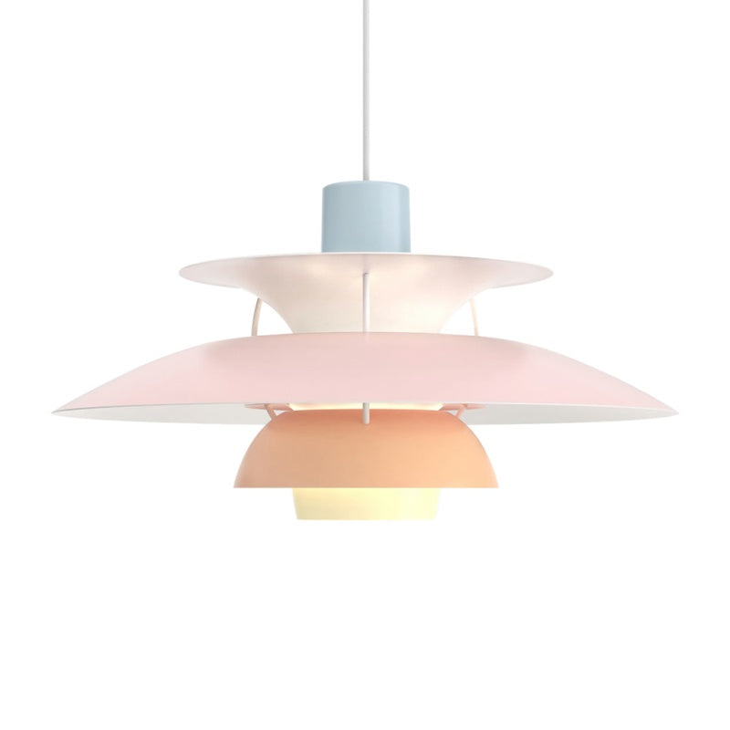 Dänische Pendelleuchte aus Metall – Klassische mehrschichtige Lampenschirmlampe fürs Schlafzimmer