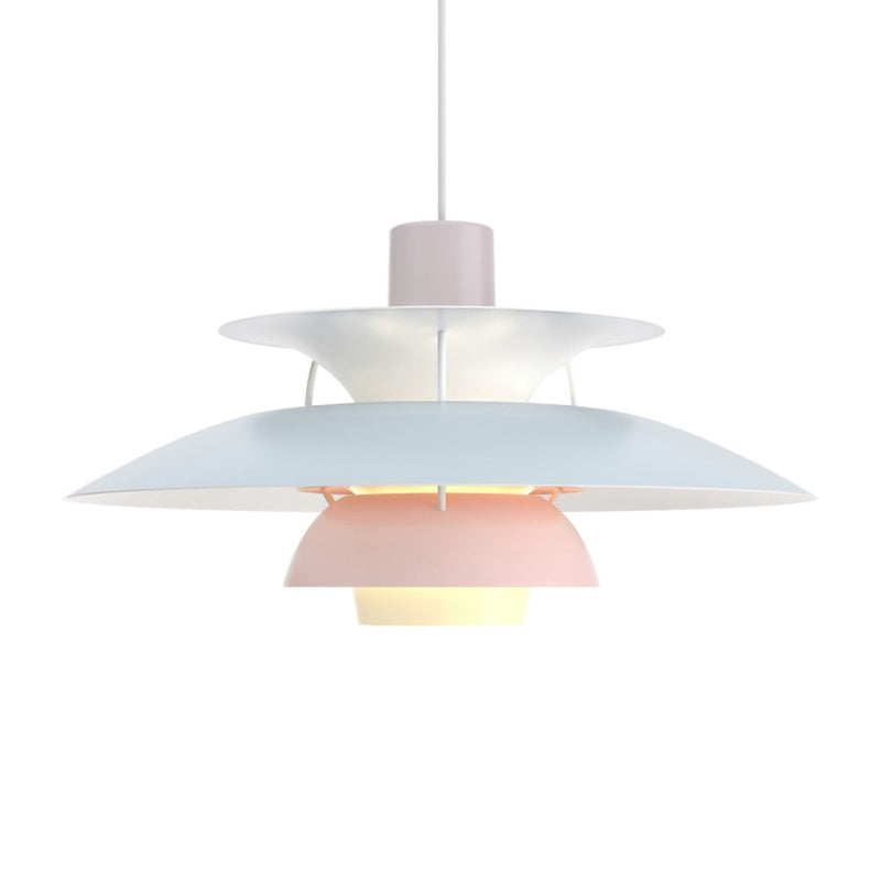 Dänische Pendelleuchte aus Metall – Klassische mehrschichtige Lampenschirmlampe fürs Schlafzimmer