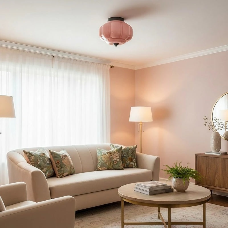 Eloise Milk Glass Ceiling Light - Retro Semi Flush Mount for Kitchen