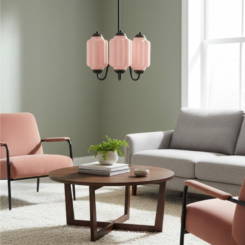 Eloise Vintage Chandelier - Milk Glass 3-Head Lamp for Bedroom