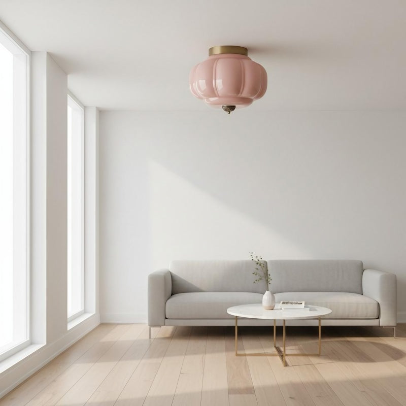 Eloise Milk Glass Ceiling Light - Retro Semi Flush Mount for Kitchen