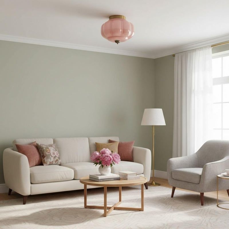 Eloise Milk Glass Ceiling Light - Retro Semi Flush Mount for Kitchen