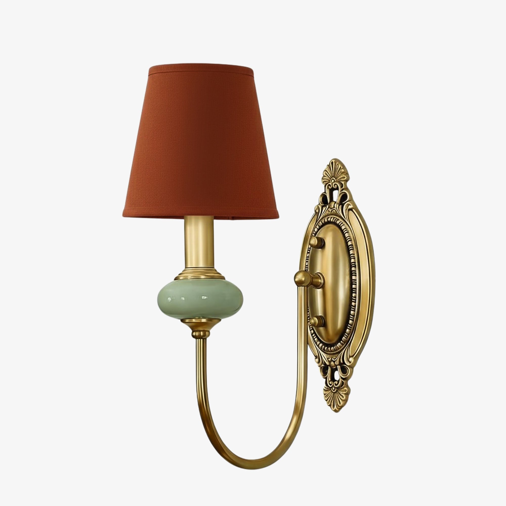 Rowanea Ceramic Wall Sconce with Fabric Shade and Metal Finish - Farmhouse Modern Hallway Light
