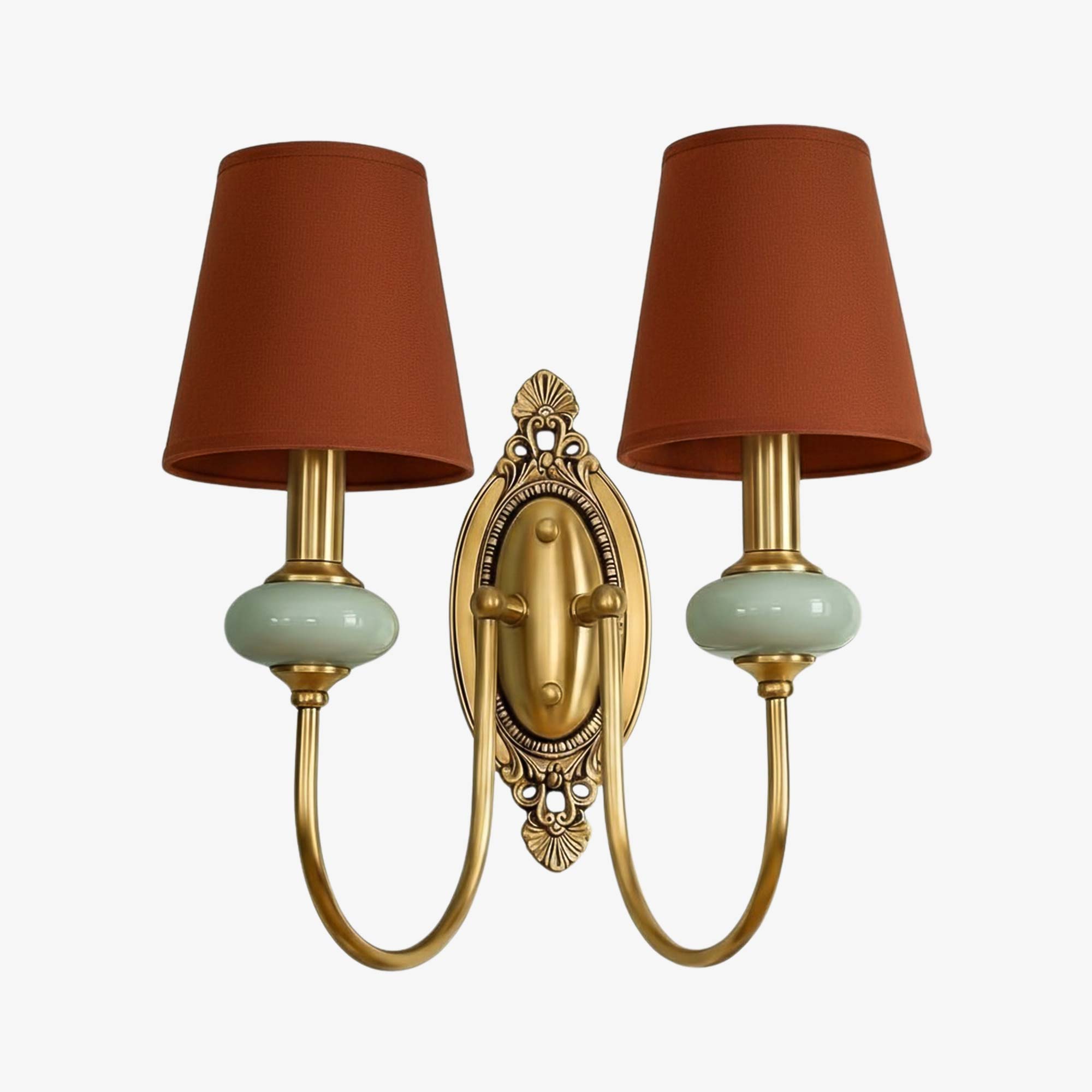 Rowanea Ceramic Wall Sconce with Fabric Shade and Metal Finish - Farmhouse Modern Hallway Light