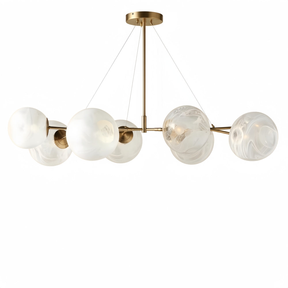 Pawrior Mehrköpfiger Kugel-Kronleuchter aus organischem Glas – Modernes Zweiglicht im Wolkendesign