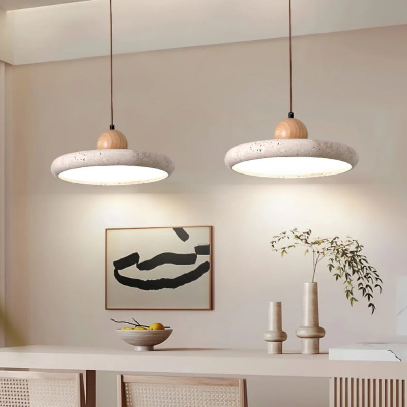 Travertine Flying Saucer Natural Pendant Light