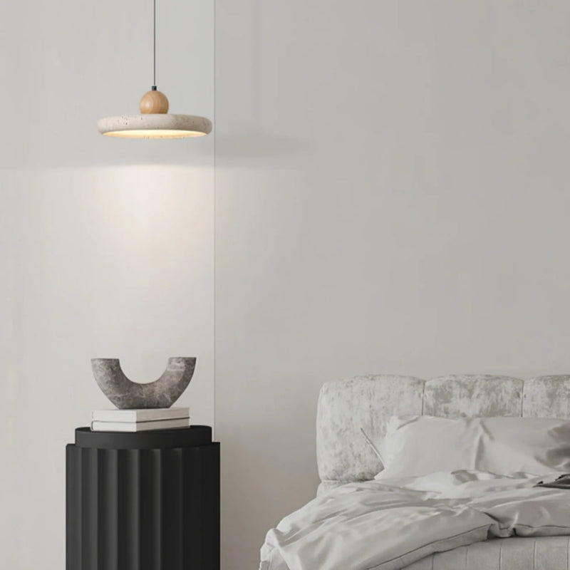 Travertine Flying Saucer Natural Pendant Light