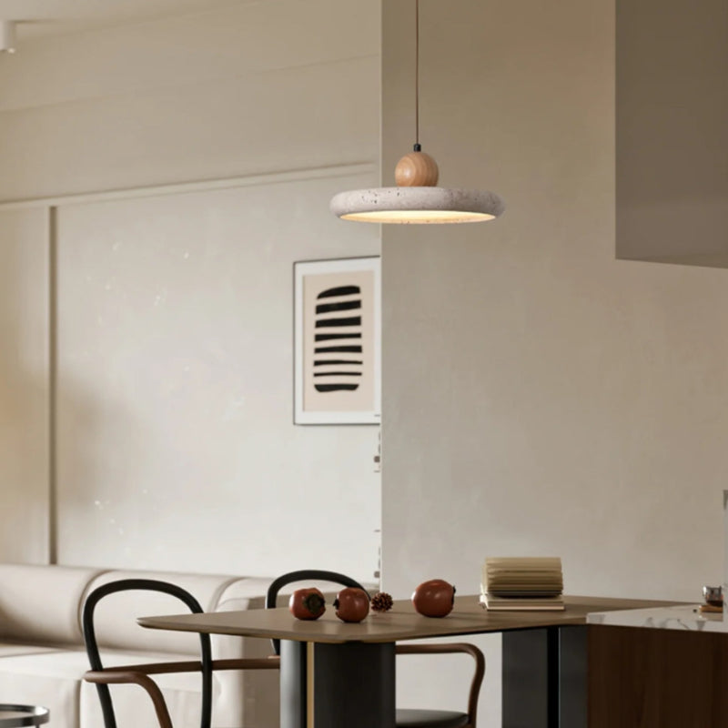 Travertine Flying Saucer Natural Pendant Light