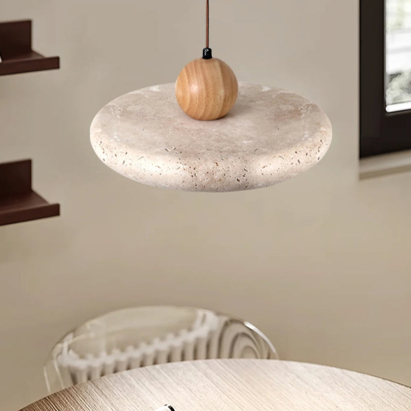 Travertine Flying Saucer Natural Pendant Light